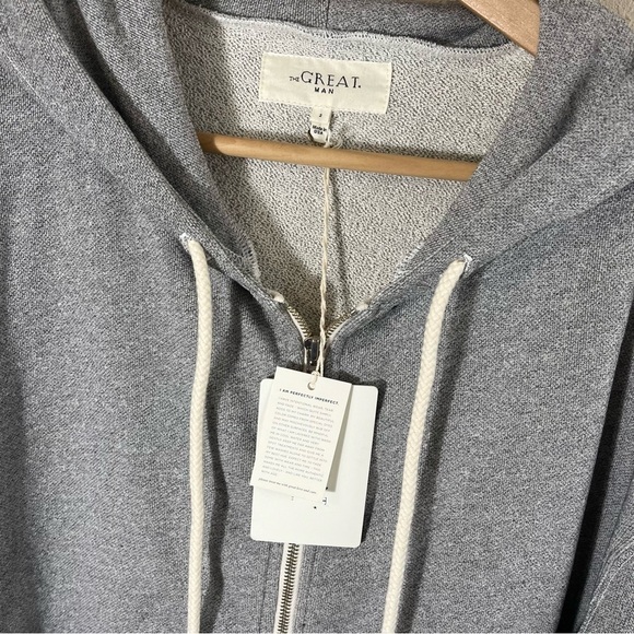 THE GREAT. MAN Varsity Grey The Men's Zip Up Hoodie - Picture 6 of 11